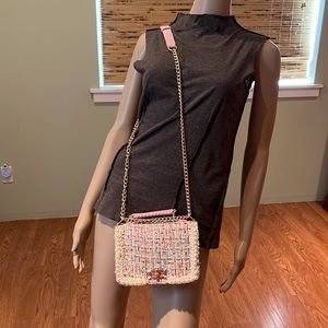 Zcrave Multi-colored Fabric Shoulder Bag Embellished With Pearls